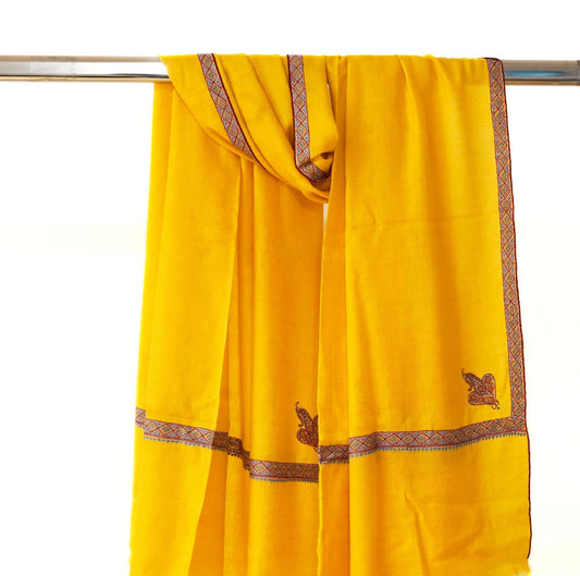 Yellow classic border pashmina shawl