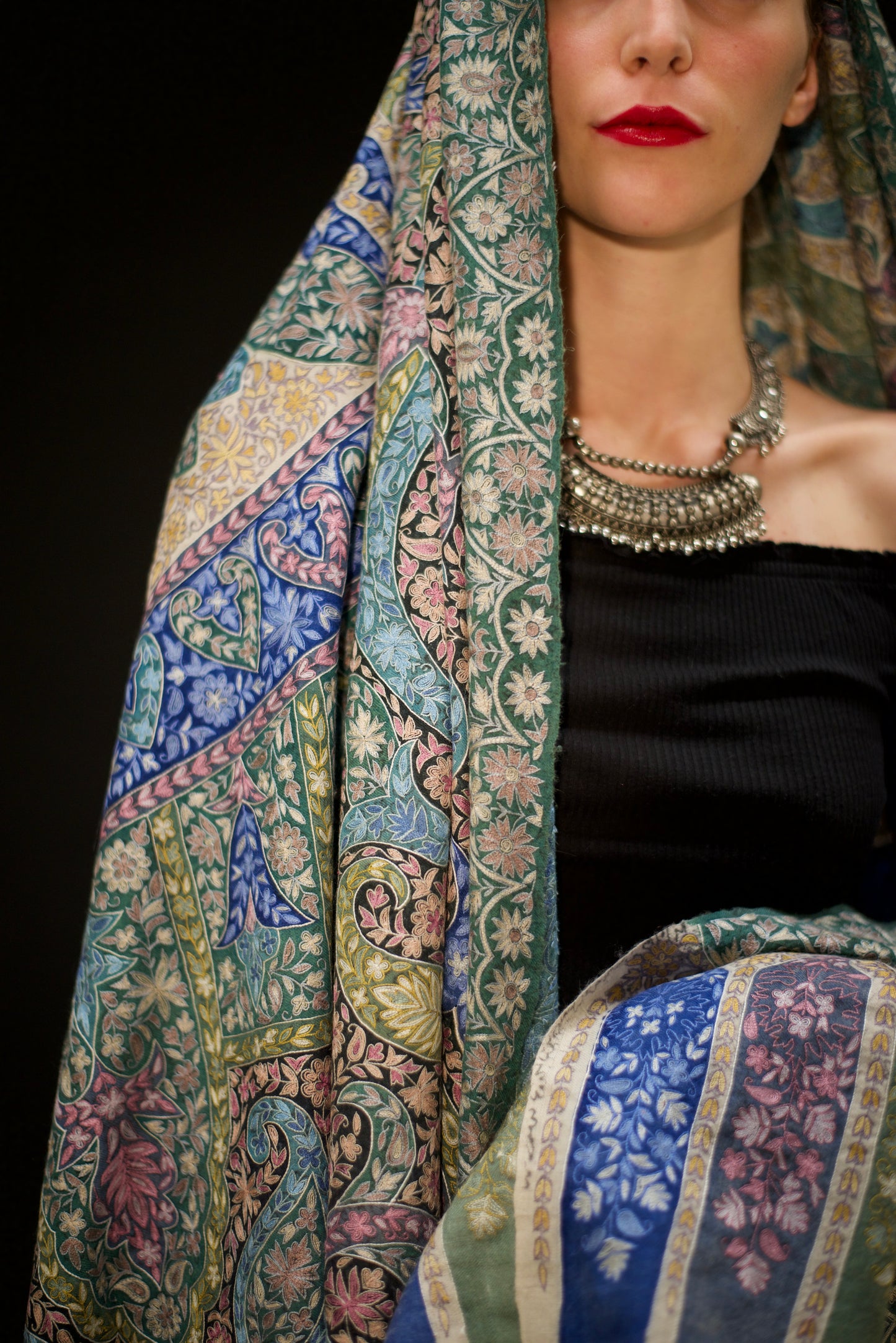 Kalamkari Pashmina - REGINA 209x102 cm